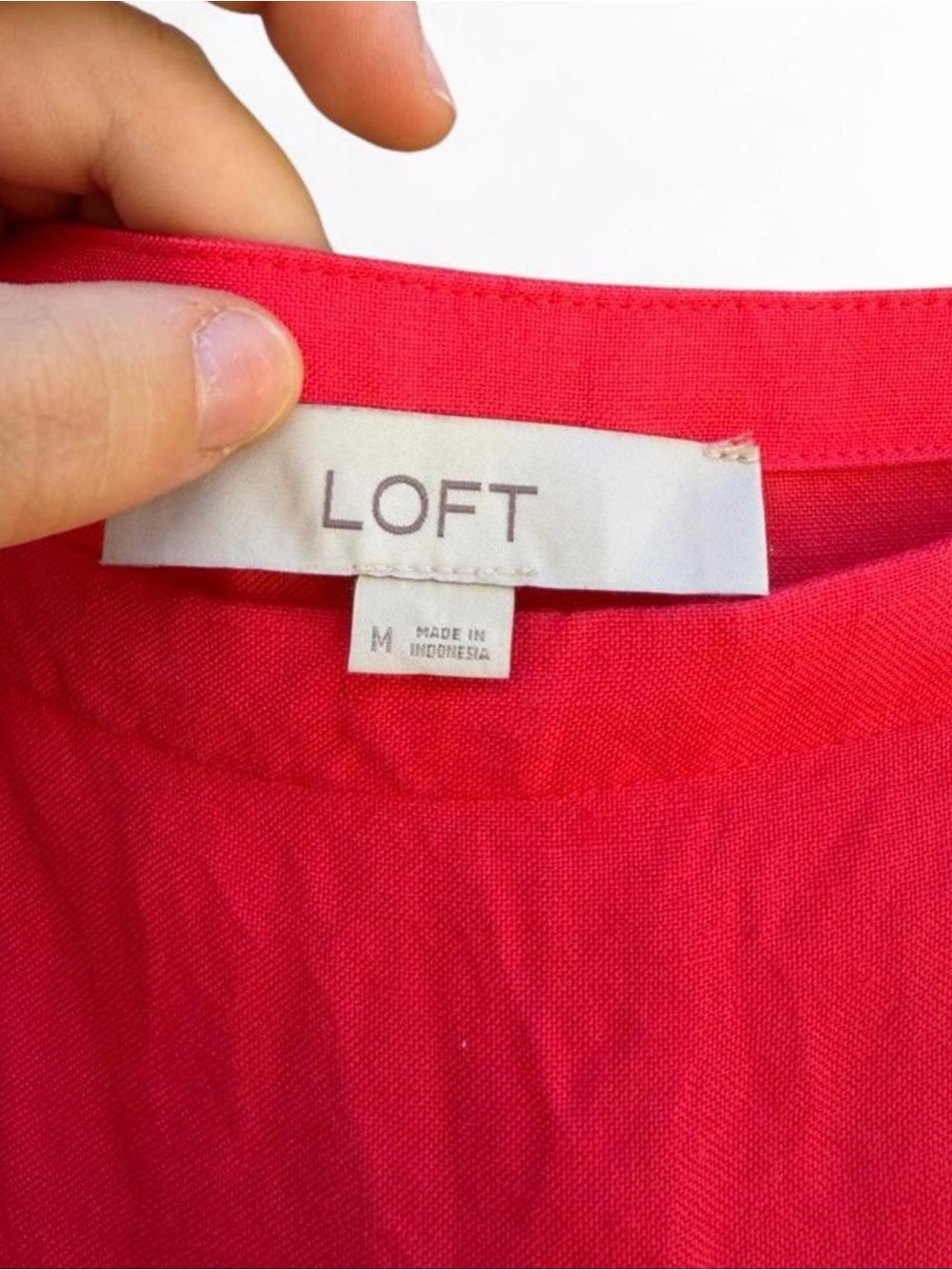 Loft Bright Coral Linen Dress with Squareneck and Ruffle Hem - Picture 3 of 5